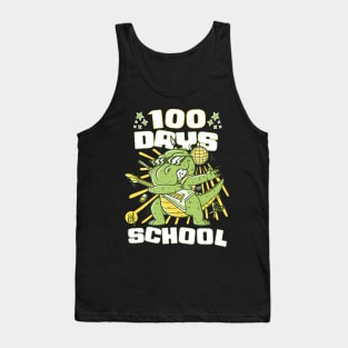 100 Days of school featuring a Rocking T-rex dino #2 Tank Top